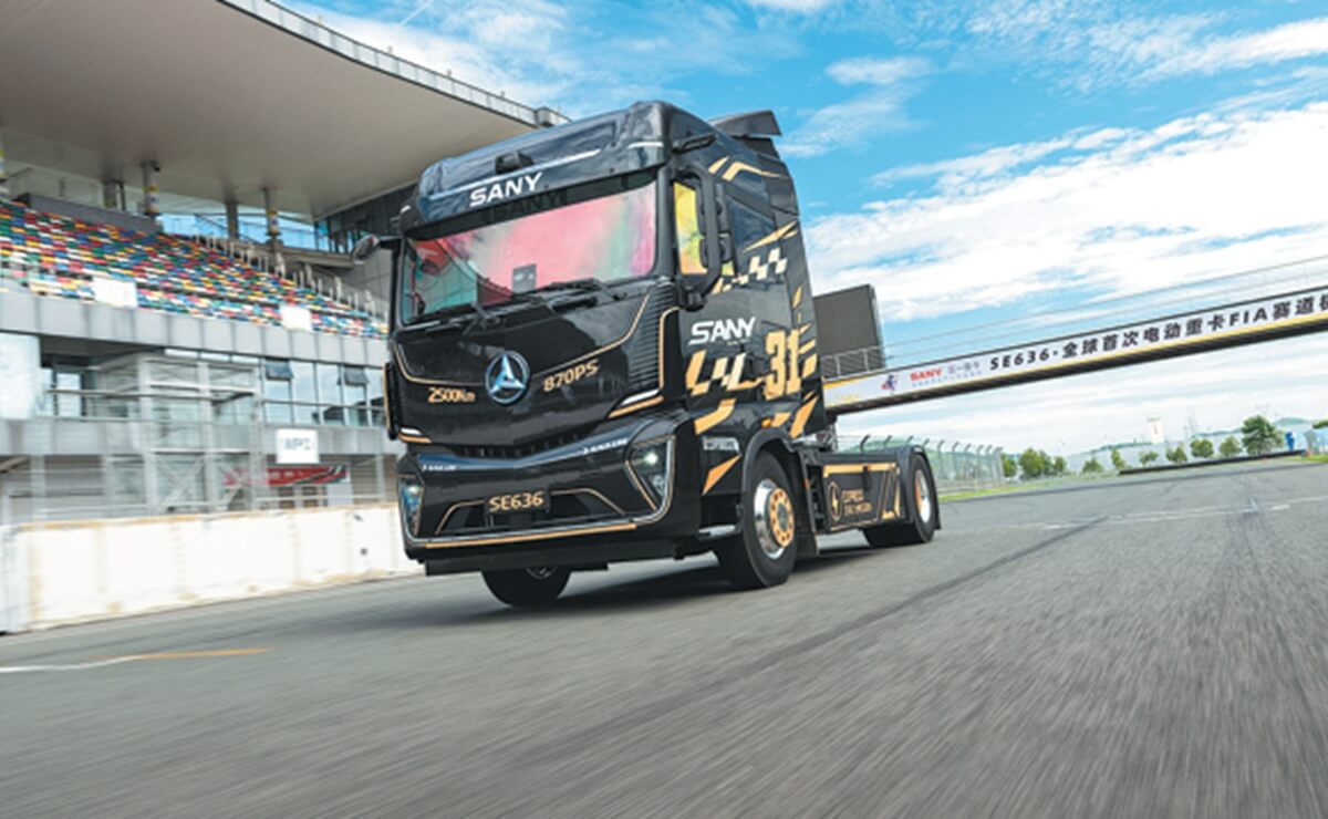864 CV y desempeño récord: el camión eléctrico chino que sorprendió en un circuito FIA 2 Sany SE636